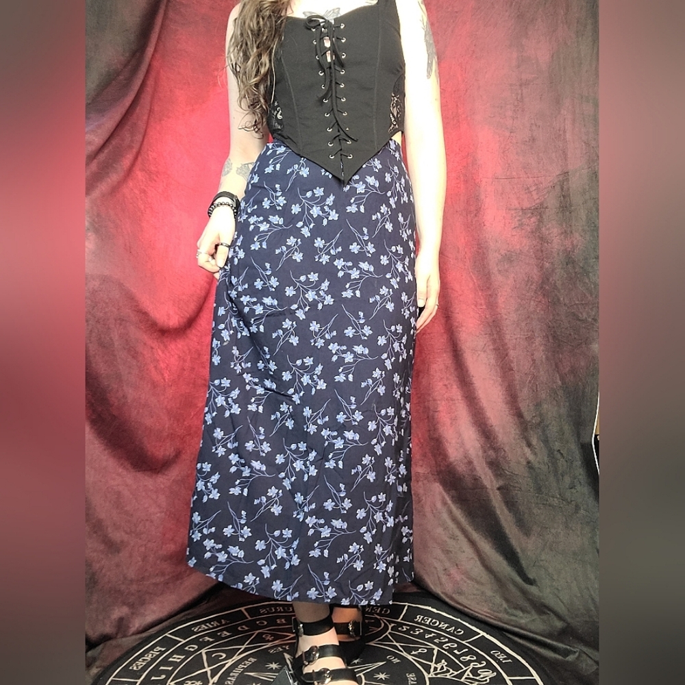 Blue Floral Whimsigothic Skirt